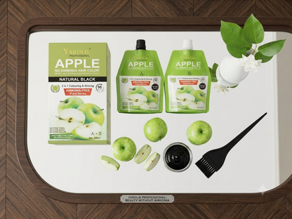 Yardlie Apple Hair Color | No Ammonia Hair Color | Natural Black & Brown | 250ml x 2