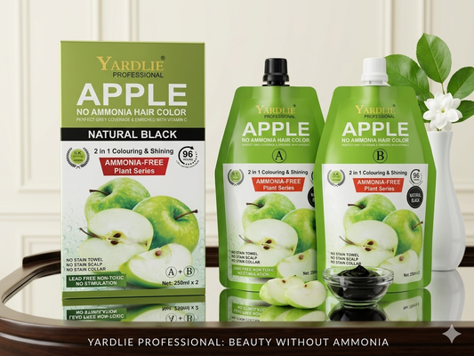 Yardlie Apple Hair Color | No Ammonia Hair Color | Natural Black & Brown | 250ml x 2