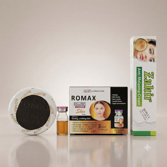 Romax Ultimate Brightening Kit – Whitening Cream + Booster Serum + Anti-Melasma Cream